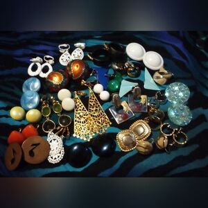 Bundle Lot 26 Pair Vintage Retro Clip On Earrings Holidays Christmas